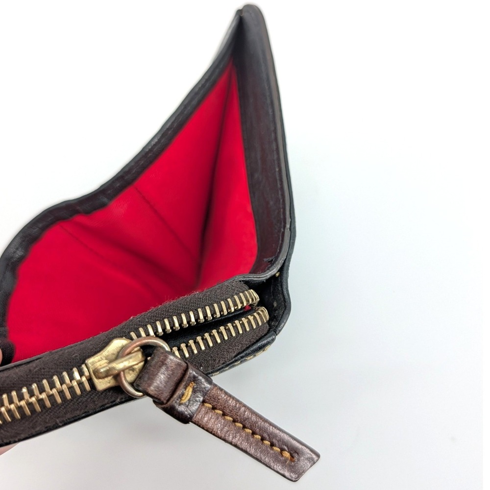 Vintage Dooney Bourke AWL Zip Around Wallet Black Leather‎ Red Interior Duck USA - Picture 6 of 6